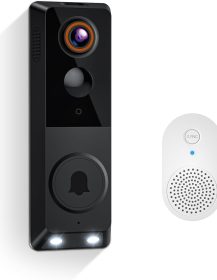 1080p Smart Wireless Doorbell Camera, Ai Human Detection,Real-Time Alerts, Night Vision in Full Color, Cloud Storage Service, 2-Way Audio, Battery Powered, 2.4Ghz WiFi